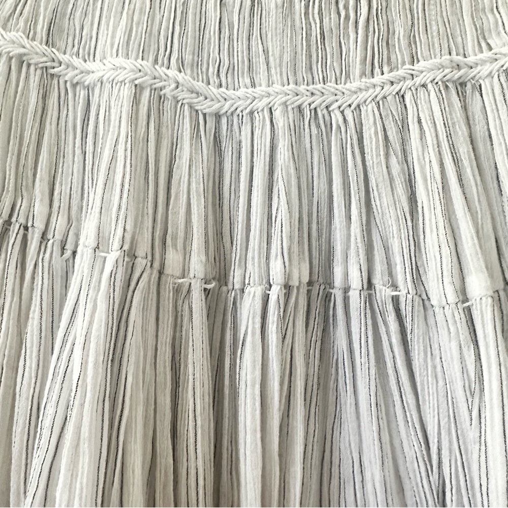 Vince. white striped Pleated 100% Cotton Skirt Sz 8 - Picture 5 of 15
